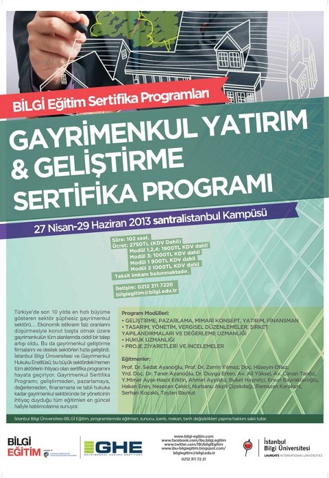 Gayrimenkul Yatırım & Geliştirme Sertifika Programı 27 Nisan’da Başlıyor