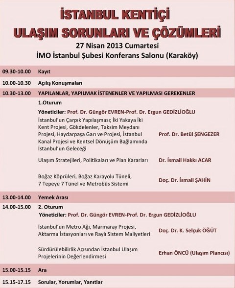 İstanbul Kentiçi Ulaşım Sorunları ve Çözümleri Paneli