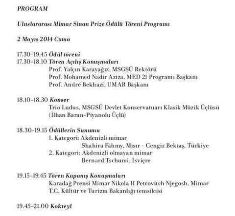 Uluslararası Mimar Sinan Ödülü Töreni