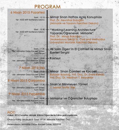 Kocaeli Üniversitesi Mimar Sinan Haftası 2015 Etkinlikleri