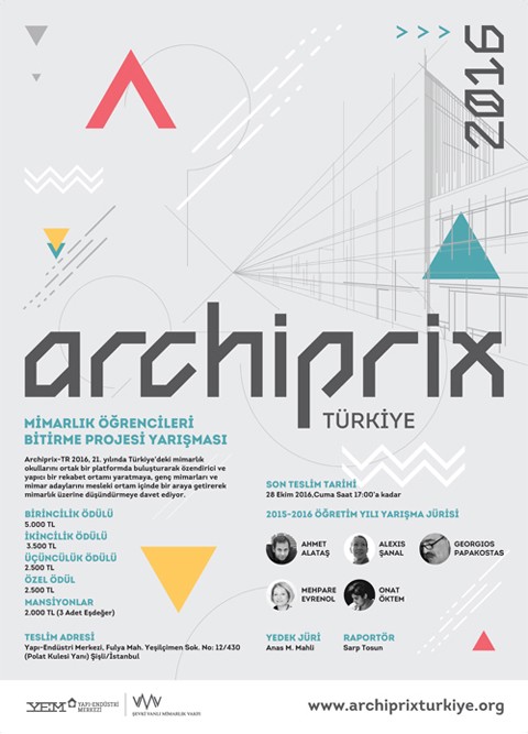 ARCHIPRIX-Türkiye 2016 Başvurularında Son Günler