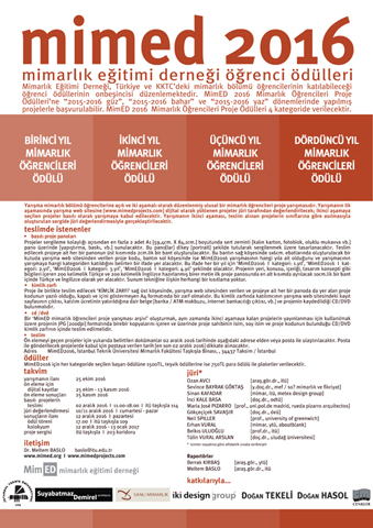 MimED2016 Mimarlık Öğrencileri Proje Ödülleri