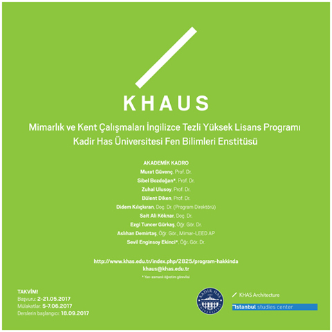 KHAUS / Mimarlık ve Kent Çalışmaları İngilizce Tezli Yüksek Lisans Programı