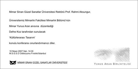 Yunus Aran Anısına "Kültürlerarası Tasarım" Konferansı