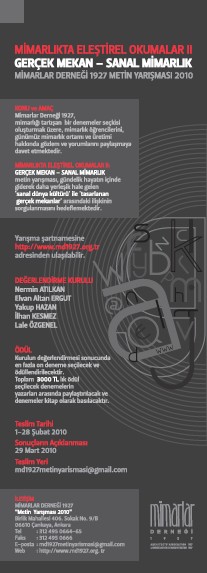 Mimarlıkta Eleştirel Okumalar II: "Gerçek Mekan - Sanal Mimarlık"